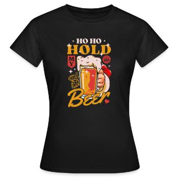 Noel hoho tient ma bière Santa Claus - T-shirt Femme - noir - Devant - AI Model Female 172 dark (172cm)