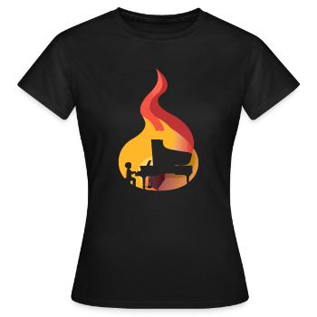 Klavier Pianist Tastatur - Frauen T-Shirt - Schwarz - Vorne - AI Model Female 172 dark (172cm)