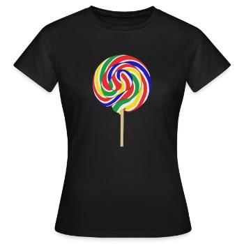 Bunter Lolli mit Stiel - Frauen T-Shirt - Schwarz - Vorne - AI Model Female 172 dark (172cm)