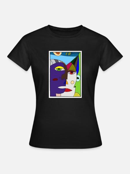 Abstract Faces Picasso - T-shirt dam - svart