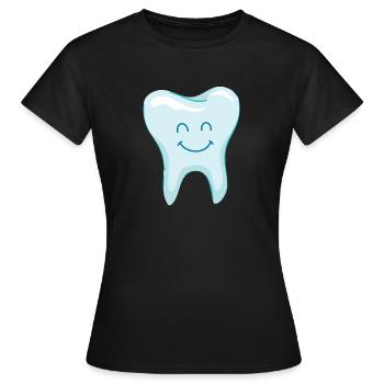 Lachender Zahn - Zähne - Zahnarzt - Frauen T-Shirt - Schwarz - Vorne - AI Model Female 172 dark (172cm)