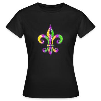 Fleur de Lis, lys, Mardi Gras Mardi Gras - T-shirt Femme - noir - Devant - AI Model Female 172 dark (172cm)