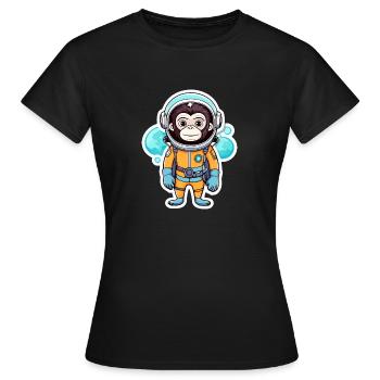 Monkey Astronaut Illustration - Women's T-Shirt - black - Front - AI Model Female 172 dark (172cm)