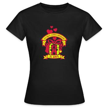 30 ans anniversaire cadeau paquet joyeux - T-shirt Femme - noir - Devant - AI Model Female 172 dark (172cm)
