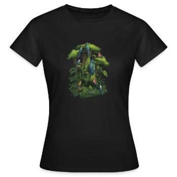 Perroquet Oiseau Ara Gris Perroquet Arbre - T-shirt Femme - noir - Devant - AI Model Female 172 dark (172cm)