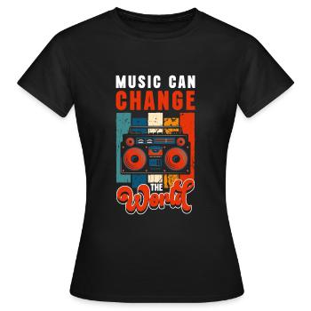 Casque de musique Love Bass - T-shirt Femme - noir - Devant - AI Model Female 172 dark (172cm)