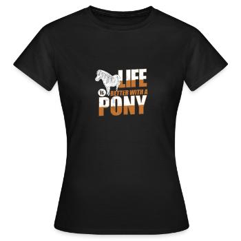 Pony - Frauen T-Shirt - Schwarz - Vorne - AI Model Female 172 dark (172cm)