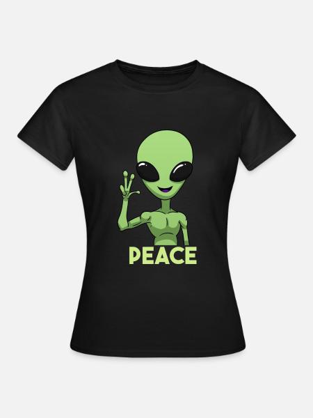 Peace Alien Friedenszeichen - Frauen T-Shirt - Schwarz