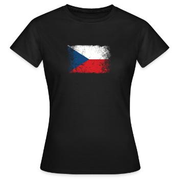 Czech Republic Czech Flag Vintage - Women's T-Shirt - black - Front - AI Model Female 172 dark (172cm)