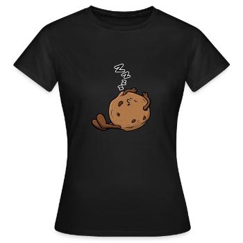 Cookie qui dort - T-shirt Femme - noir - Devant - AI Model Female 172 dark (172cm)