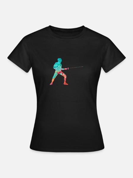 Fechten und Fechtsport PopArt - Frauen T-Shirt - Schwarz
