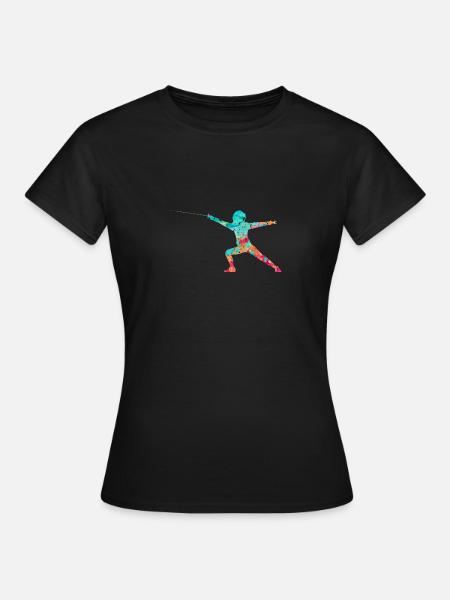 Fechten und Fechtsport PopArt - Frauen T-Shirt - Schwarz