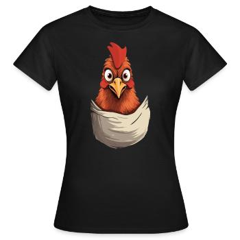 Chicken In Pocket - Frauen T-Shirt - Schwarz - Vorne - AI Model Female 172 dark (172cm)