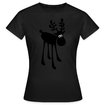 Bois de renne de Noël d'orignaux Rudolf - T-shirt Femme - noir - Devant - AI Model Female 172 dark (172cm)