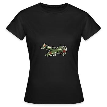 Propeller Flugzeug Militär - Frauen T-Shirt - Schwarz - Vorne - AI Model Female 172 dark (172cm)