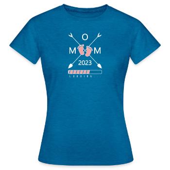Maman 2023 - T-shirt Femme - bleu saphir antique chiné - Devant - AI Model Female 172 dark (172cm)
