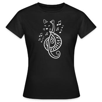 Symbole musical Clef Note Treble Cat Music Lover - T-shirt Femme - noir - Devant - AI Model Female 172 dark (172cm)