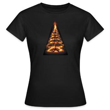 Feuriger Weihnachtsbaum - Frauen T-Shirt - Schwarz - Vorne - AI Model Female 172 dark (172cm)