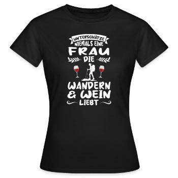 Wandern Wein Berg Geschenk - Frauen T-Shirt - Schwarz - Vorne - AI Model Female 172 dark (172cm)