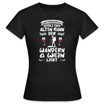 Wandern Wein Bergsteiger Geschenk - Frauen T-Shirt - Schwarz - Vorne - AI Model Female 172 dark (172cm)