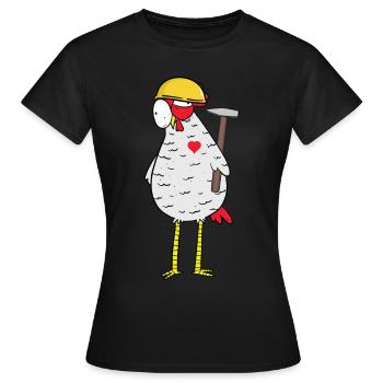 Handwerker Huhn Hammer Herz Baustelle Berufe Job - Frauen T-Shirt - Schwarz - Vorne - AI Model Female 172 dark (172cm)