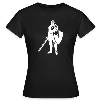 Ritter mit Schwert und Schild - Frauen T-Shirt - Schwarz - Vorne - AI Model Female 172 dark (172cm)