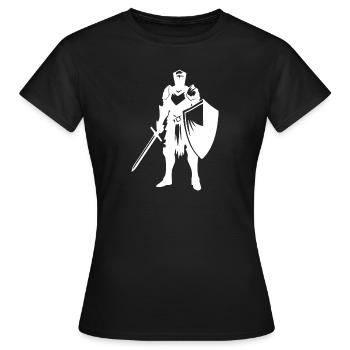 Edeler Ritter mit Schild und Schwert - Frauen T-Shirt - Schwarz - Vorne - AI Model Female 172 dark (172cm)