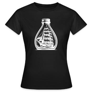 Classic Swell Sailing Ship Bottle Ship - Women's T-Shirt - black - Front - AI Model Female 172 dark (172cm)