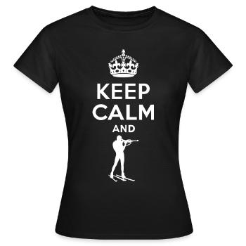 Keep Calm - Biathlon - T-shirt Femme - noir - Devant - AI Model Female 172 dark (172cm)