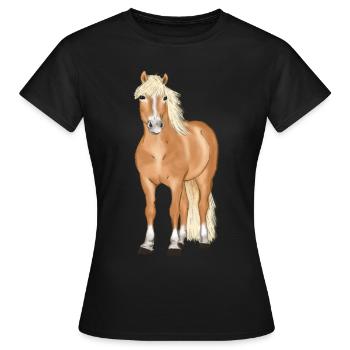 blonder Haflinger - Frauen T-Shirt - Schwarz - Vorne - AI Model Female 172 dark (172cm)
