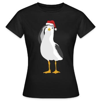 Seagull avec chapeau de Noël maritime du nord de l'Allemagne - T-shirt Femme - noir - Devant - AI Model Female 172 dark (172cm)