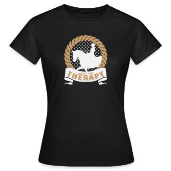 Mein Pferd ist meine Therapie - Frauen T-Shirt - Schwarz - Vorne - AI Model Female 172 dark (172cm)