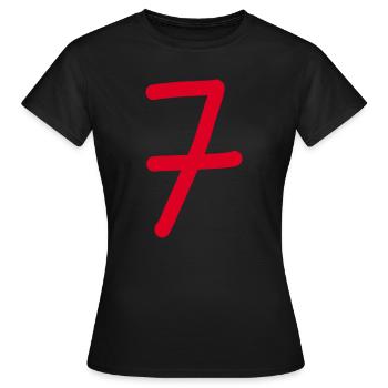 7 Numéro sept numéro rouge Anniversaire - T-shirt Femme - noir - Devant - AI Model Female 172 dark (172cm)