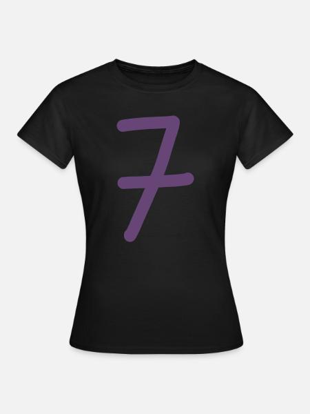 7 Nummer sieben Zahl violett Geburtstag - Frauen T-Shirt - Schwarz