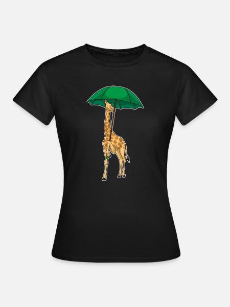 Giraffe Regenschirm - Frauen T-Shirt - Schwarz