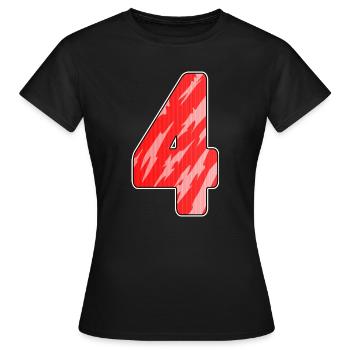 4 - Motif de chiffres à quatre chiffres rouge - T-shirt Femme - noir - Devant - AI Model Female 172 dark (172cm)