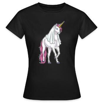 Licorne Voile de mariée Mariage - T-shirt Femme - noir - Devant - AI Model Female 172 dark (172cm)