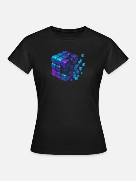 Digital Cube Explosion - Frauen T-Shirt - Schwarz