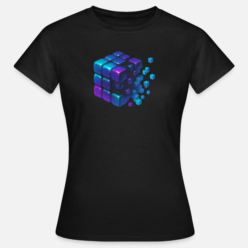 Digital Cube Explosion - Frauen T-Shirt - Schwarz