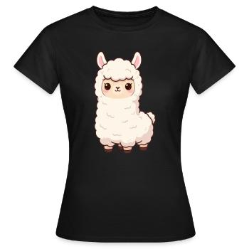 Alpaka Kawaii Geschenk Geburtstag  - Frauen T-Shirt - Schwarz - Vorne - AI Model Female 172 dark (172cm)