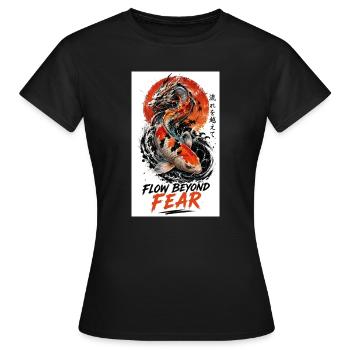 Koi-Drache Flow Beyond Fear - Frauen T-Shirt - Schwarz - Vorne - AI Model Female 172 dark (172cm)