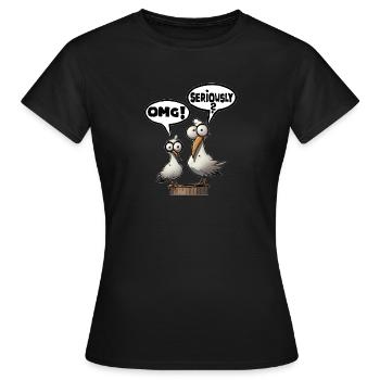 Les mouettes de Bäädden - OMG Serious - T-shirt Femme - noir - Devant - AI Model Female 172 dark (172cm)