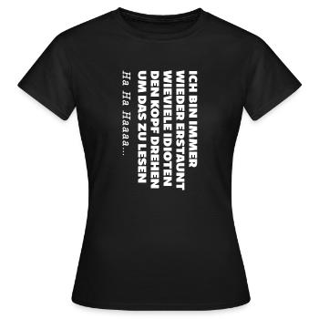 Kopf drehen lesen verarschen lustig spruch gag - Frauen T-Shirt - Schwarz - Vorne - AI Model Female 172 dark (172cm)