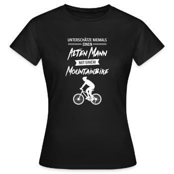 Alter Mann Mit Mountainbike - MTB Spruch - Women's T-Shirt - black - Front - AI Model Female 172 dark (172cm)