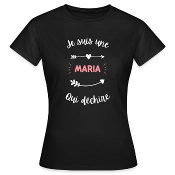 Je suis une Maria qui déchire - T-shirt Femme - noir - Devant - AI Model Female 172 dark (172cm)