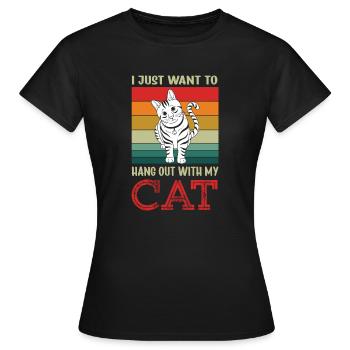 Chats Drôle propriétaire Amant Juste vouloir passer du temps avec chat - T-shirt Femme - noir - Devant - AI Model Female 172 dark (172cm)