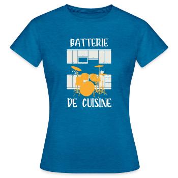 batterie de cuisine - T-shirt Femme - bleu saphir antique chiné - Devant - AI Model Female 172 dark (172cm)