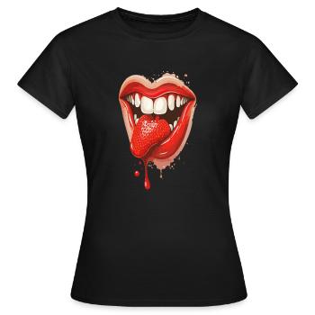 Strawberry Tounge - Frauen T-Shirt - Schwarz - Vorne - AI Model Female 172 dark (172cm)