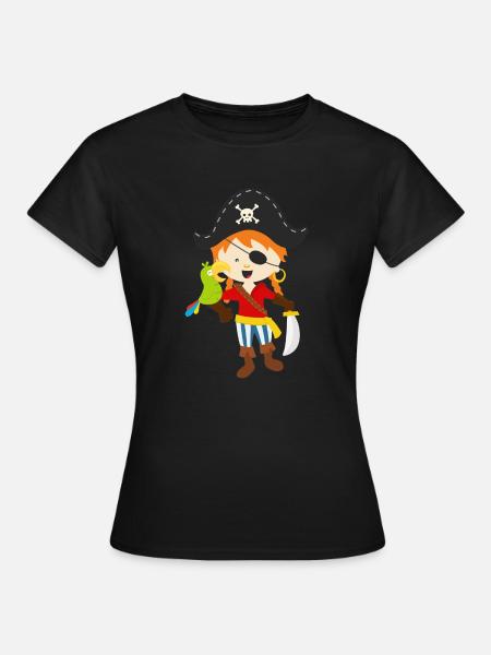 Pirat und Papagei - Frauen T-Shirt - Schwarz