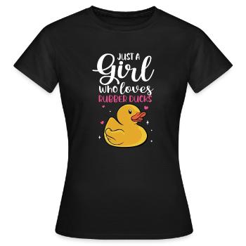 Women Just A Girl Who Loves Rubber Ducks Duckie Du - Frauen T-Shirt - Schwarz - Vorne - AI Model Female 172 dark (172cm)